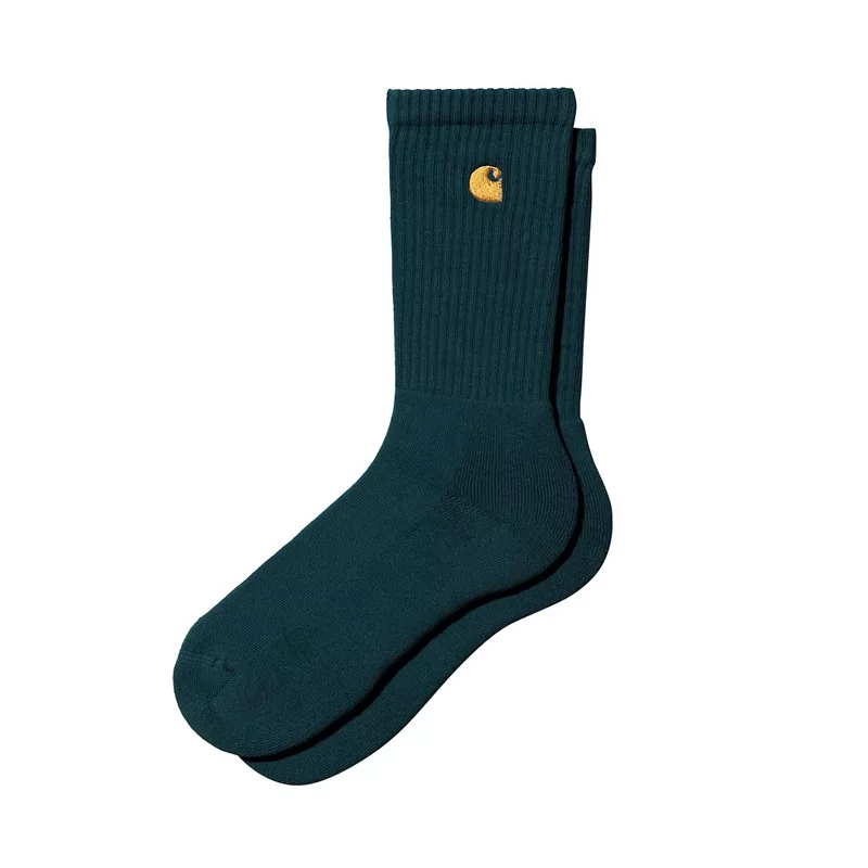 Acheter Carhartt Wip Chase Socks 81/17/2 % Cotton/Polyester/Lycra© Duck Blue / Gold --- One Size - Hype Shop en ligne Sneakers & Streetwear
